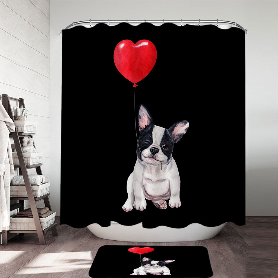 Cute Shower Curtains Adorable Loving French Bulldog Puppy Shower Curtain