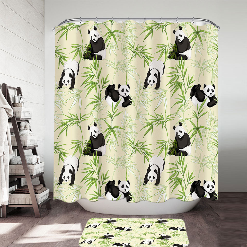 Cute Shower Curtains Pandas and Bamboo