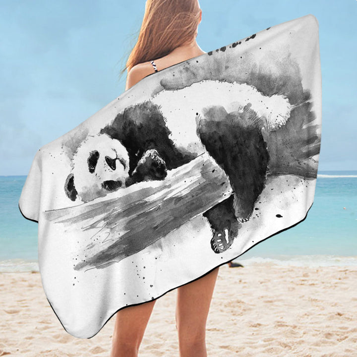 Cute Sleeping Panda Beach Towel