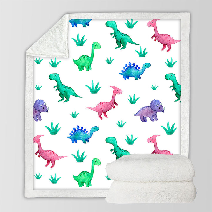 Cute Smiling Dinosaurs Couch Throws for Children