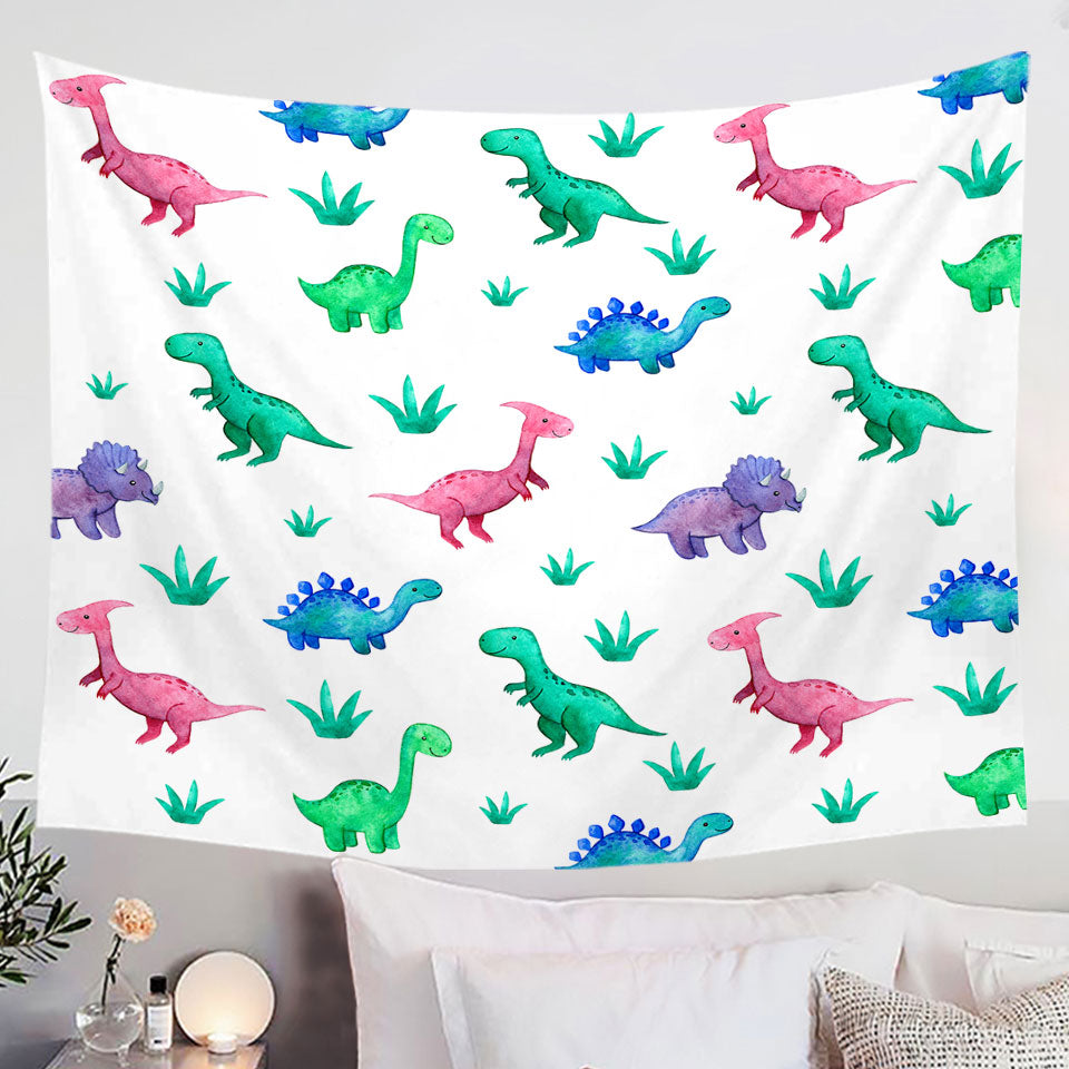 Cute Smiling Dinosaurs Wall Decor Tapestry for Children