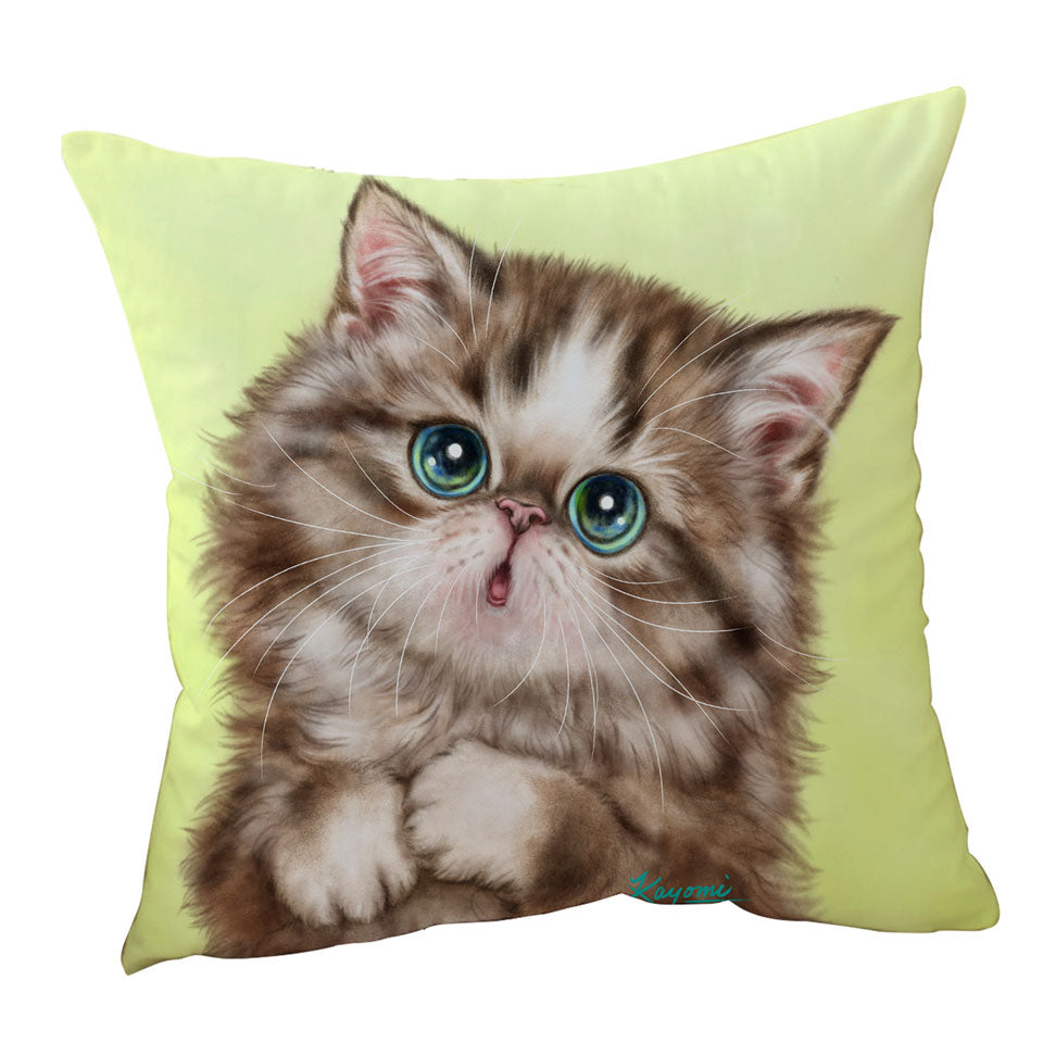 Cute Sofa Throw Pillows Kittens Drawings Brown Tabby Kitty Cat