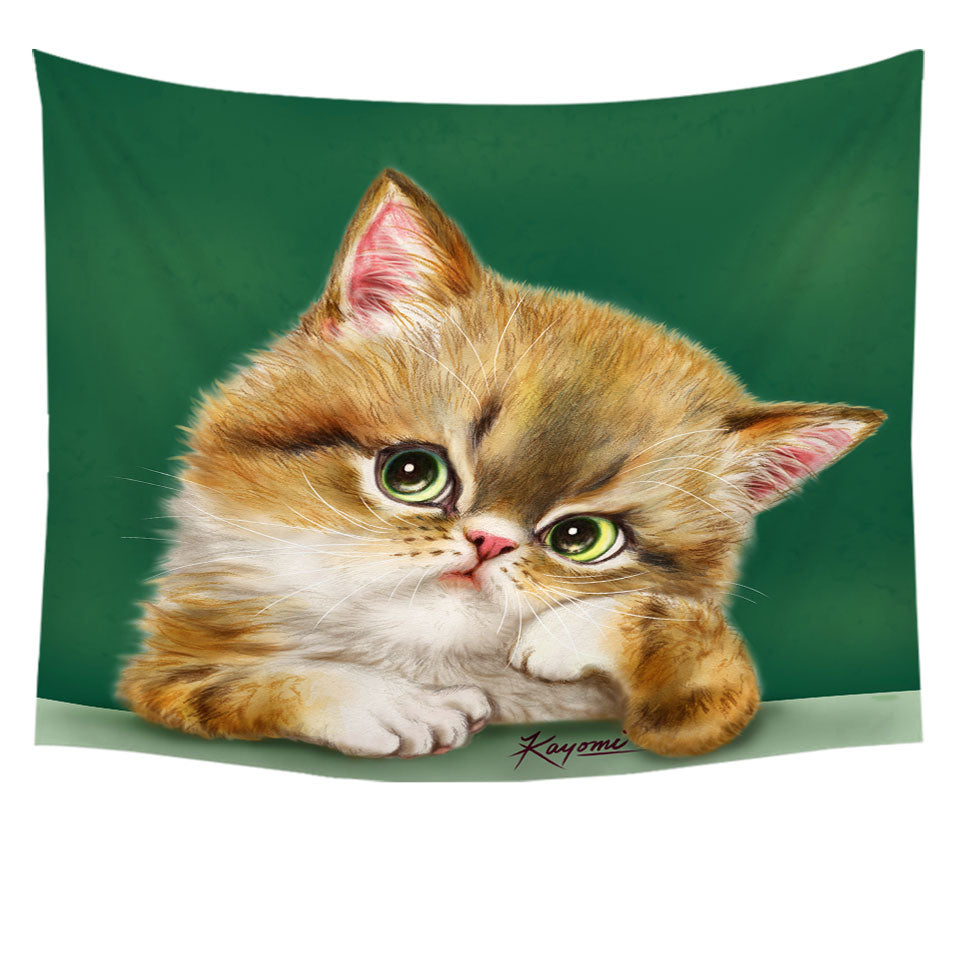 Cute Tapestry Wall Decor Cats Art the Thinker Kitten