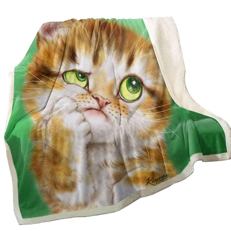Cute Thinking Kitten Cats Art Sherpa Blanket