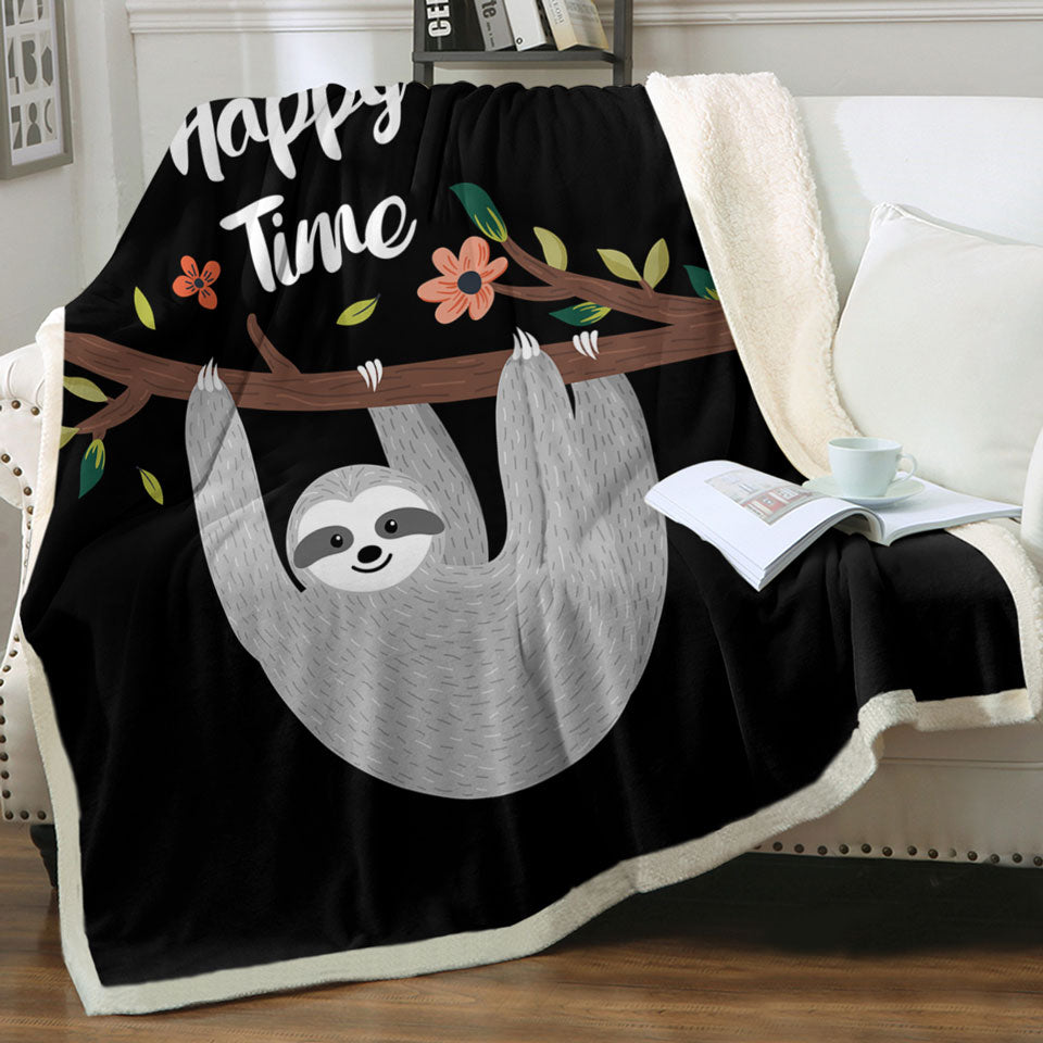 Cute Throw Blanket Happy Time Cute Sloth Blanket