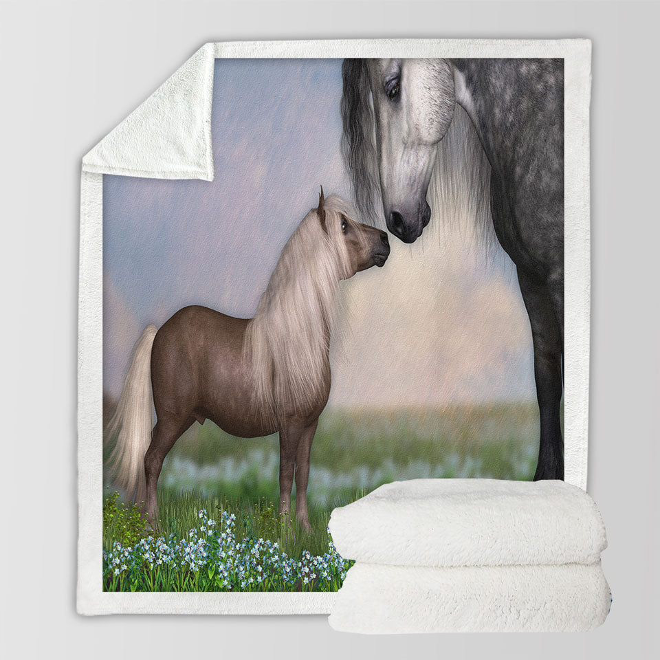 products/Cute-Throw-Blanket-Horses-Art-Momma-with-Cute-Foal-in-the-Meadow