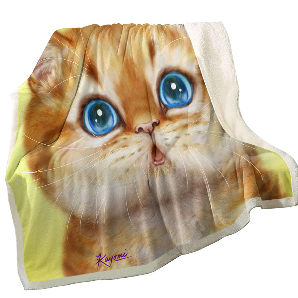 Cute Throw Blankets with Painted Cats Chubby Ginger Kitten