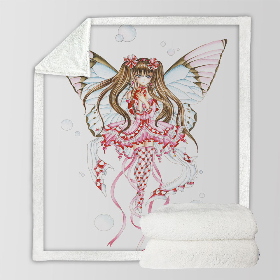 products/Cute-Throws-Fantasy-Art-Pink-Champagne-Butterfly-Girl