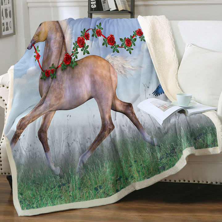 products/Cute-Throws-Foal-Horse-with-Roses-and-Birds