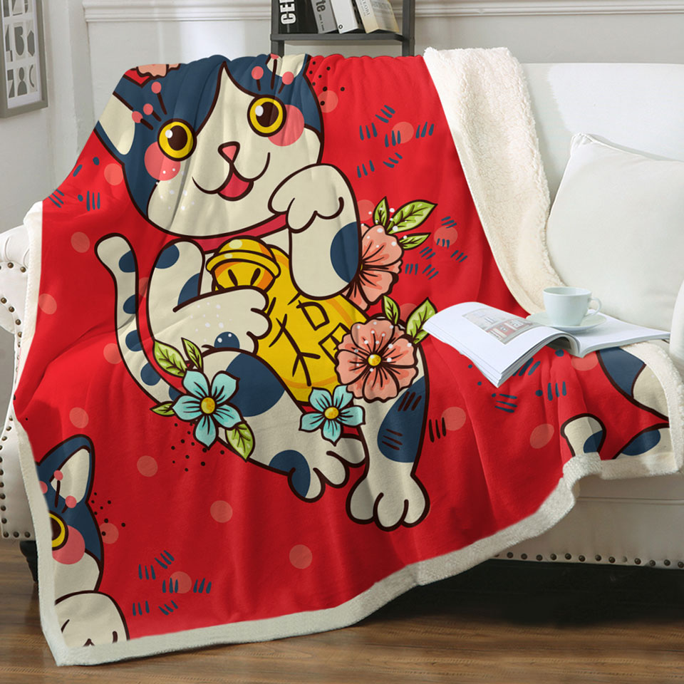 Cute Throws Japanese Cat