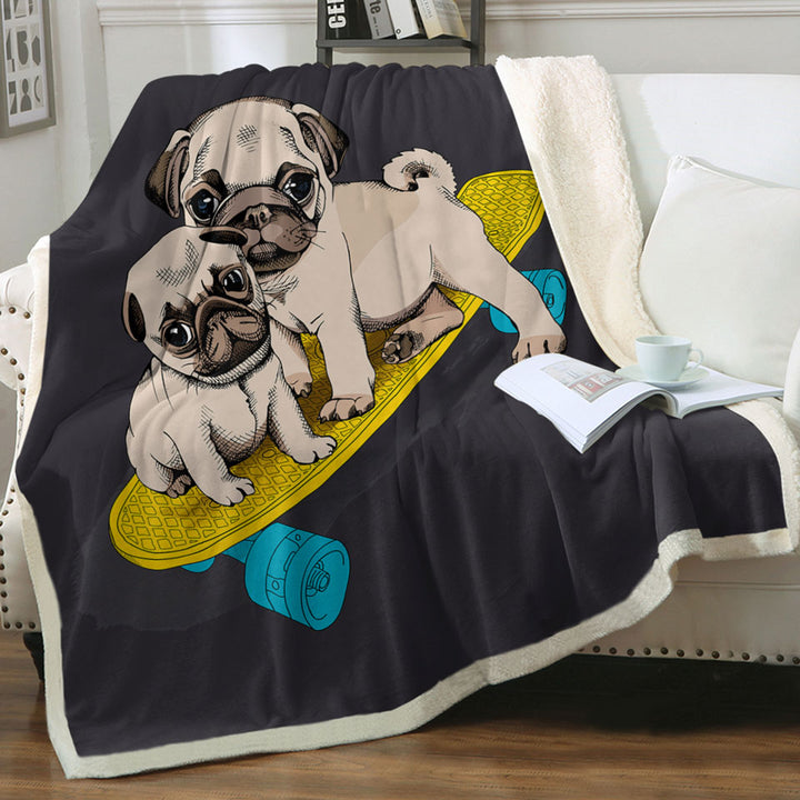Cute Throws Skating Pugs