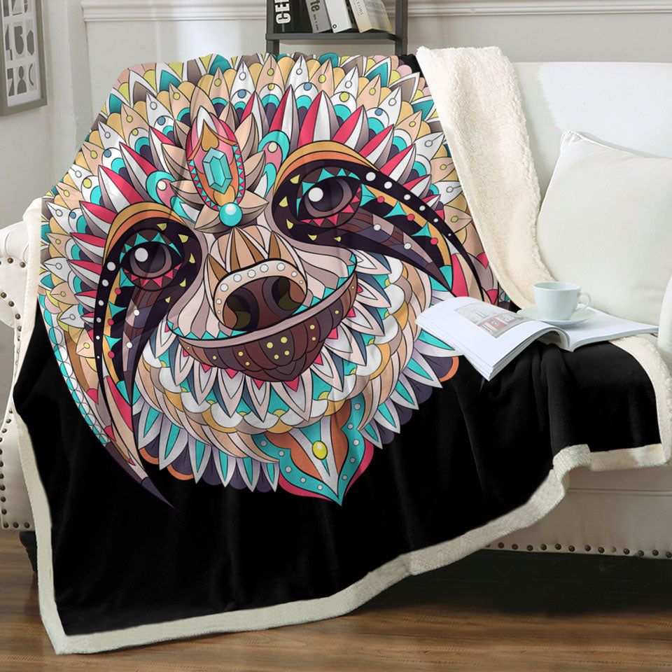 Cute Throws with Animals Multi Colored Oriental Sloth