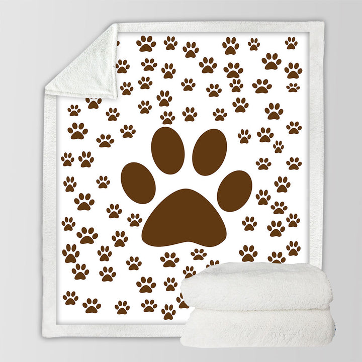 Cute Throws with Brown Dog Paw and Little Paw Pattern