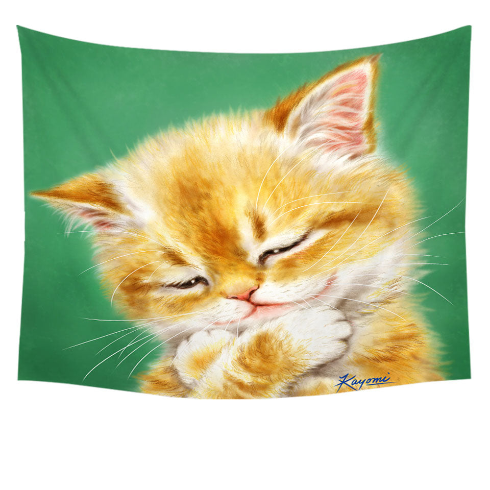 Cute Tpaestry for Room Tempting Ginger Cat Drawing