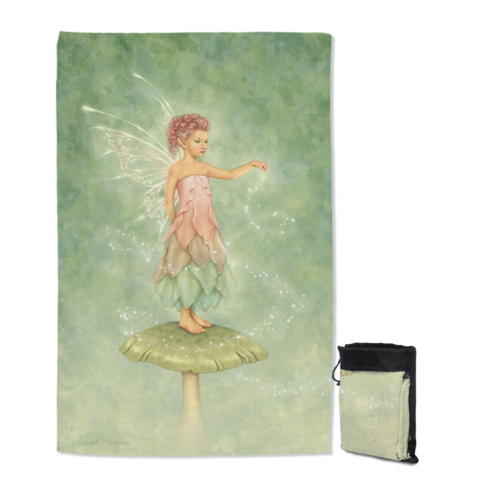 Cute Travel Beach Towel Little Mushroom Fairy with Magical Dust