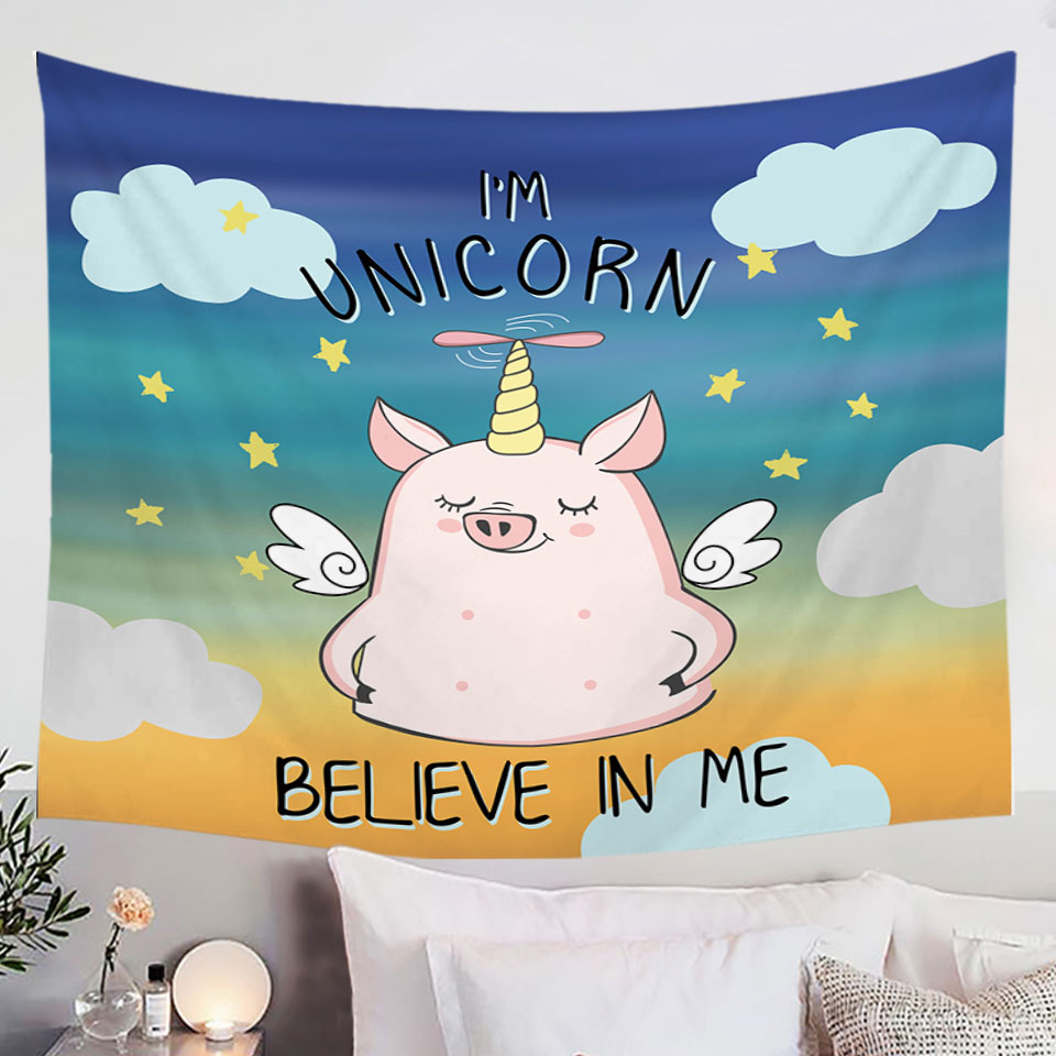 Cute Unicorn Piggy Tapestry