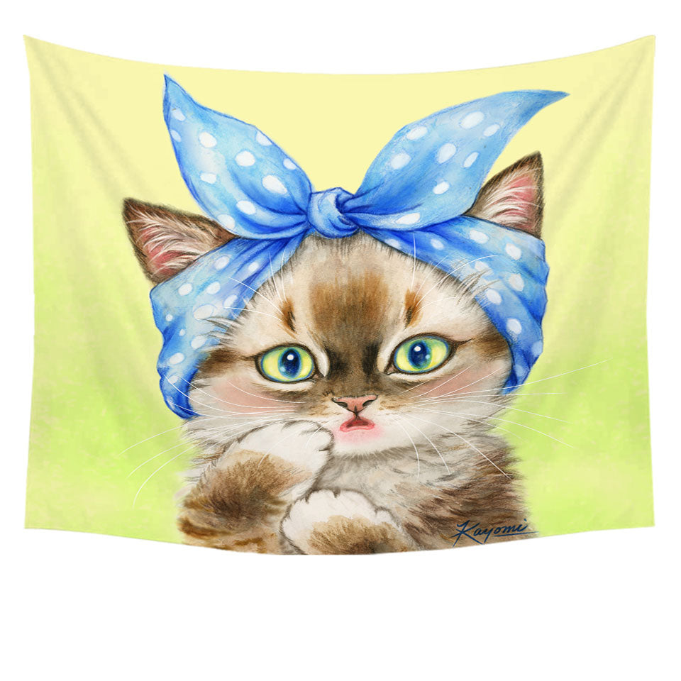 Cute Wall Art Prints Cats Art Girly Hair Bandana Kerchief Kitten
