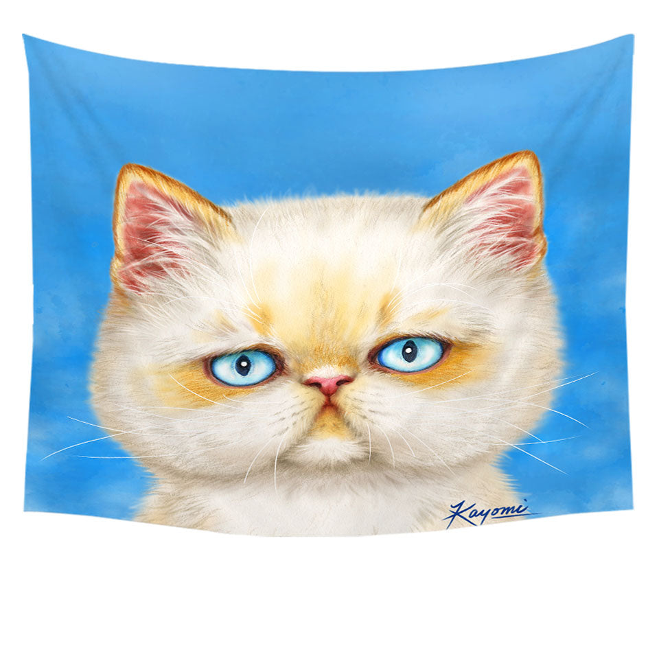 Cute Wall Art Prints with White Ginger Serious Cat