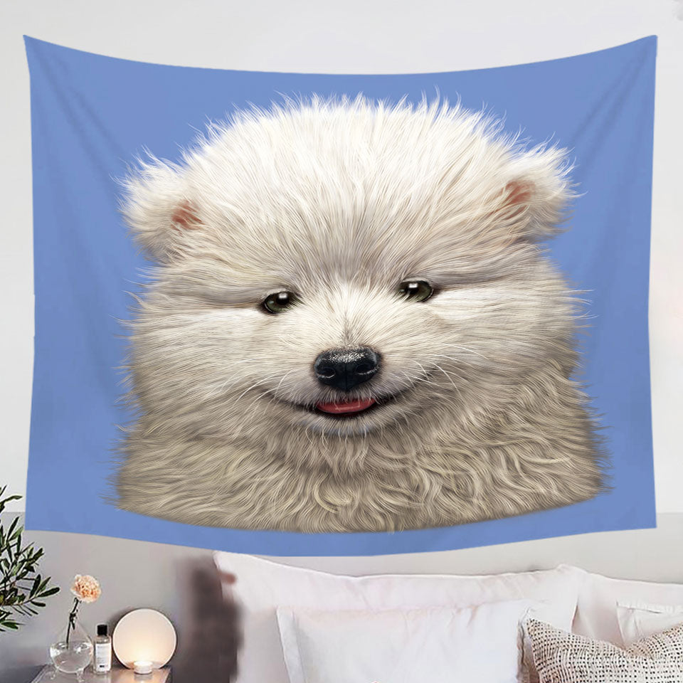 Cute-Wall-Decor-Animal-Art-Adorable-Samoyed-Dog-Puppy-Tapestry