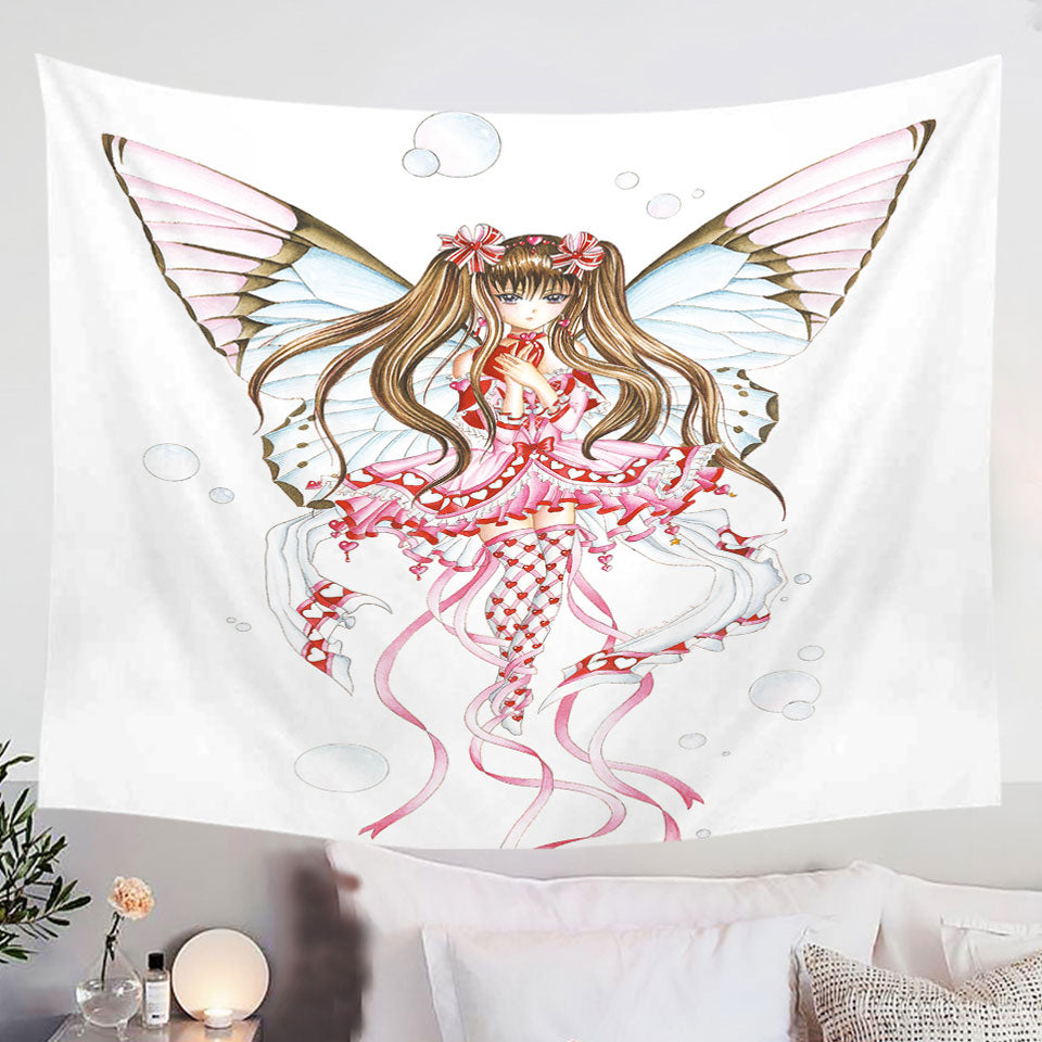 Cute-Wall-Decor-Fantasy-Art-Pink-Champagne-Butterfly-Girl