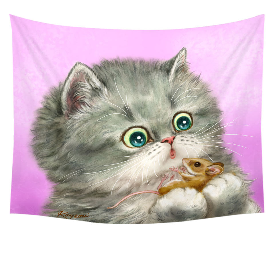 Cute Wall Decor Friends Baby Cat and Mouse