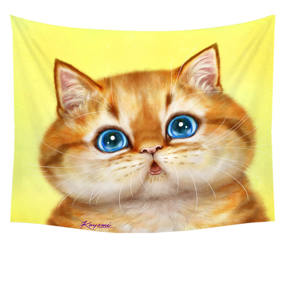 Cute Wall Decor Painted Cats Chubby Ginger Kitten