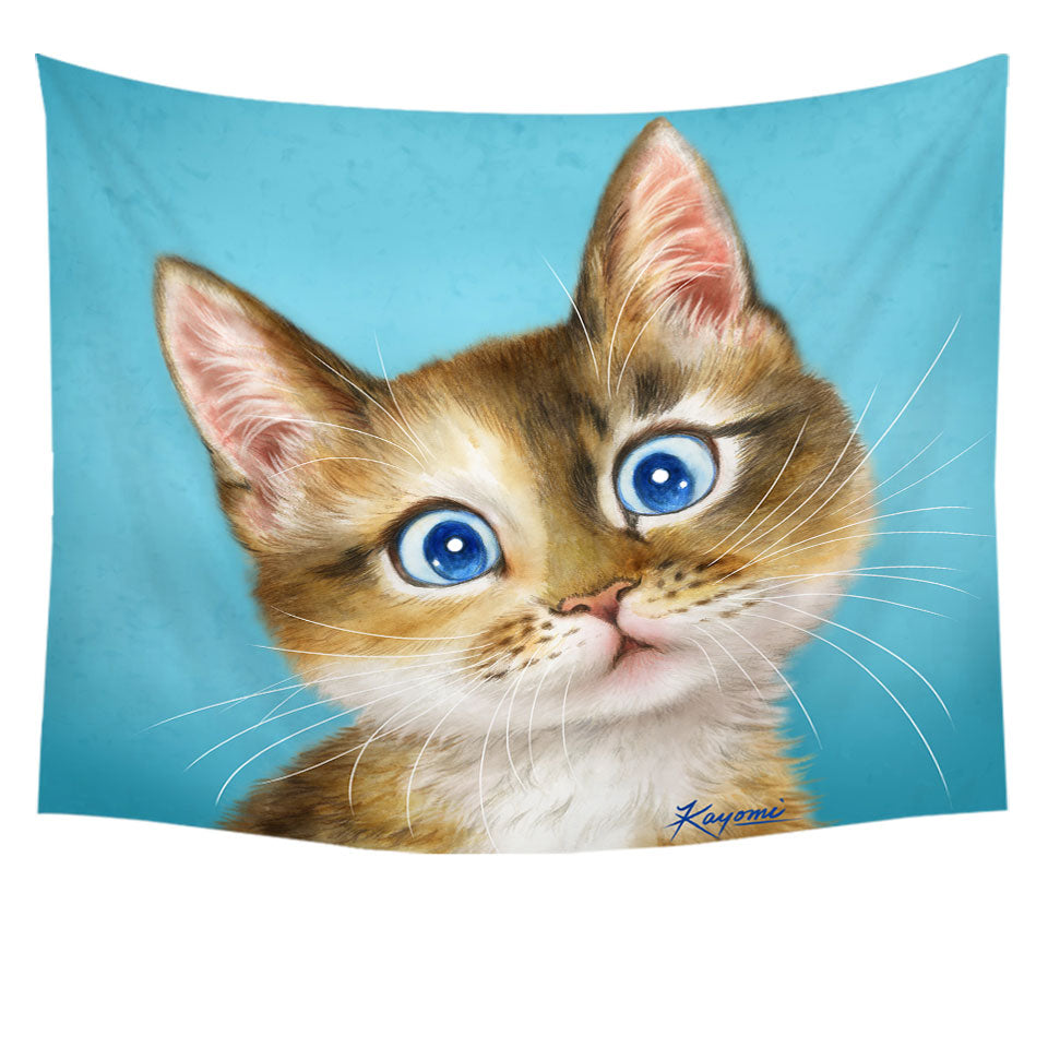 Cute Wall Decor Paintings for Kids Blue Eye Kitty Cat