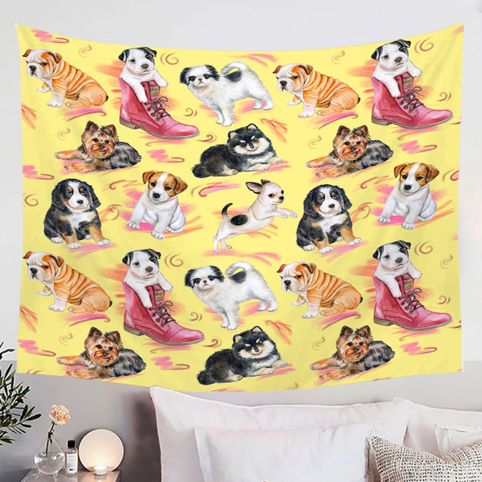 Cute Wall Decor Tapestry with Dogs Puppies