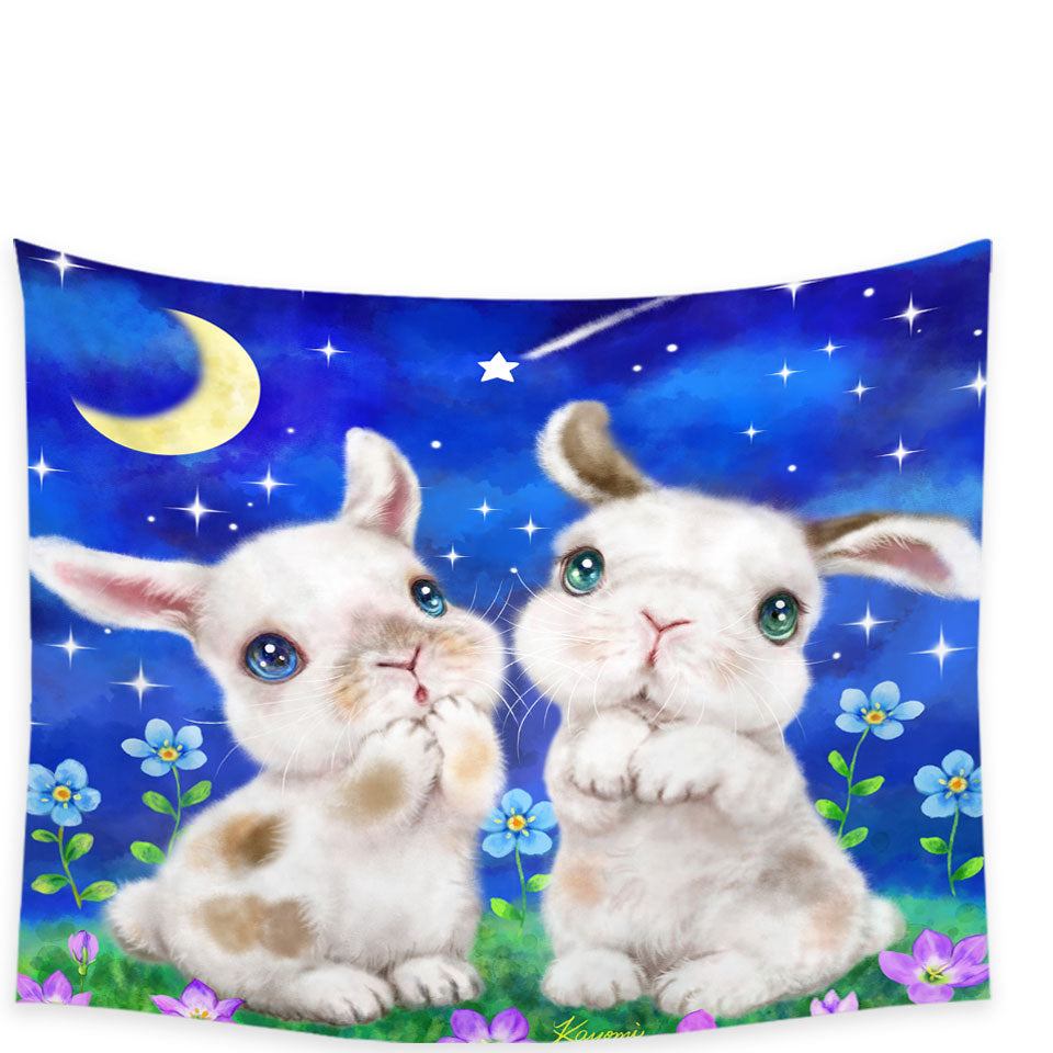 Cute Wall Decor for Kids Art Designs Starry Night Bunnies