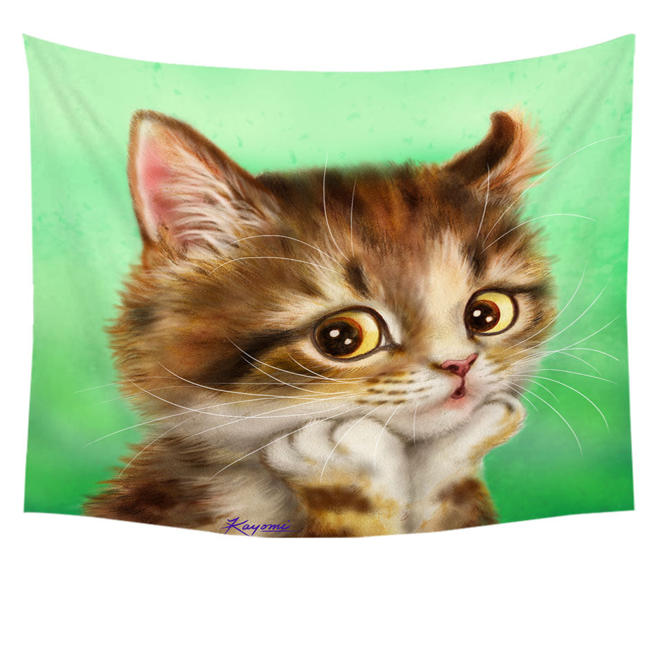 Cute Wall Decor with Cat Art Designs Patient Kitten