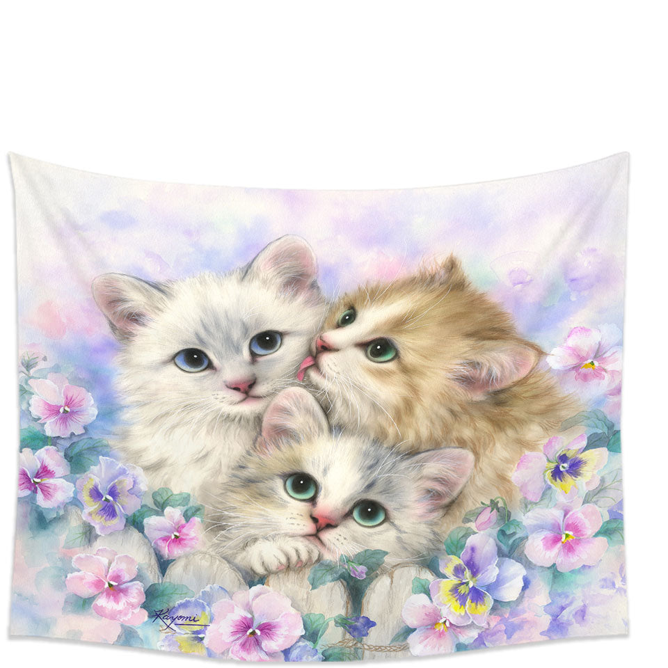 Cute Wall Room Decor Three Adorable Kittens Daydreamers Cat Art Tapestry Prints