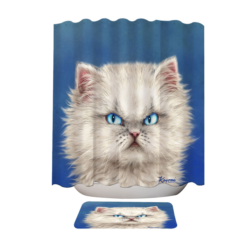 Cute White Angry Kitten Shower Curtain