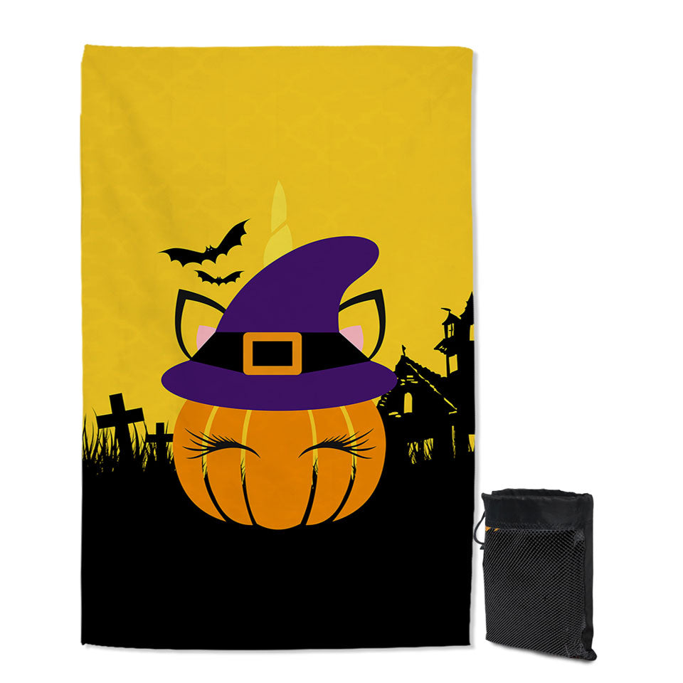 Cute Witch Pumpkin Giant Beach Towel for Halloween