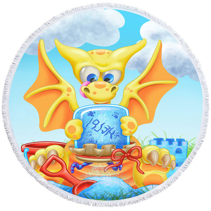 Cute Yellow Dragon Big Beach Towels for Kids