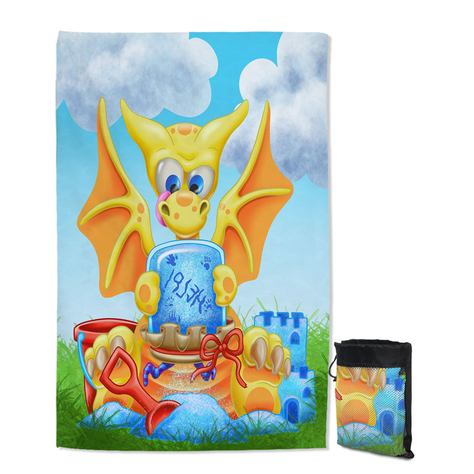 Cute Yellow Dragon Microfiber Towels For Travel for Kids