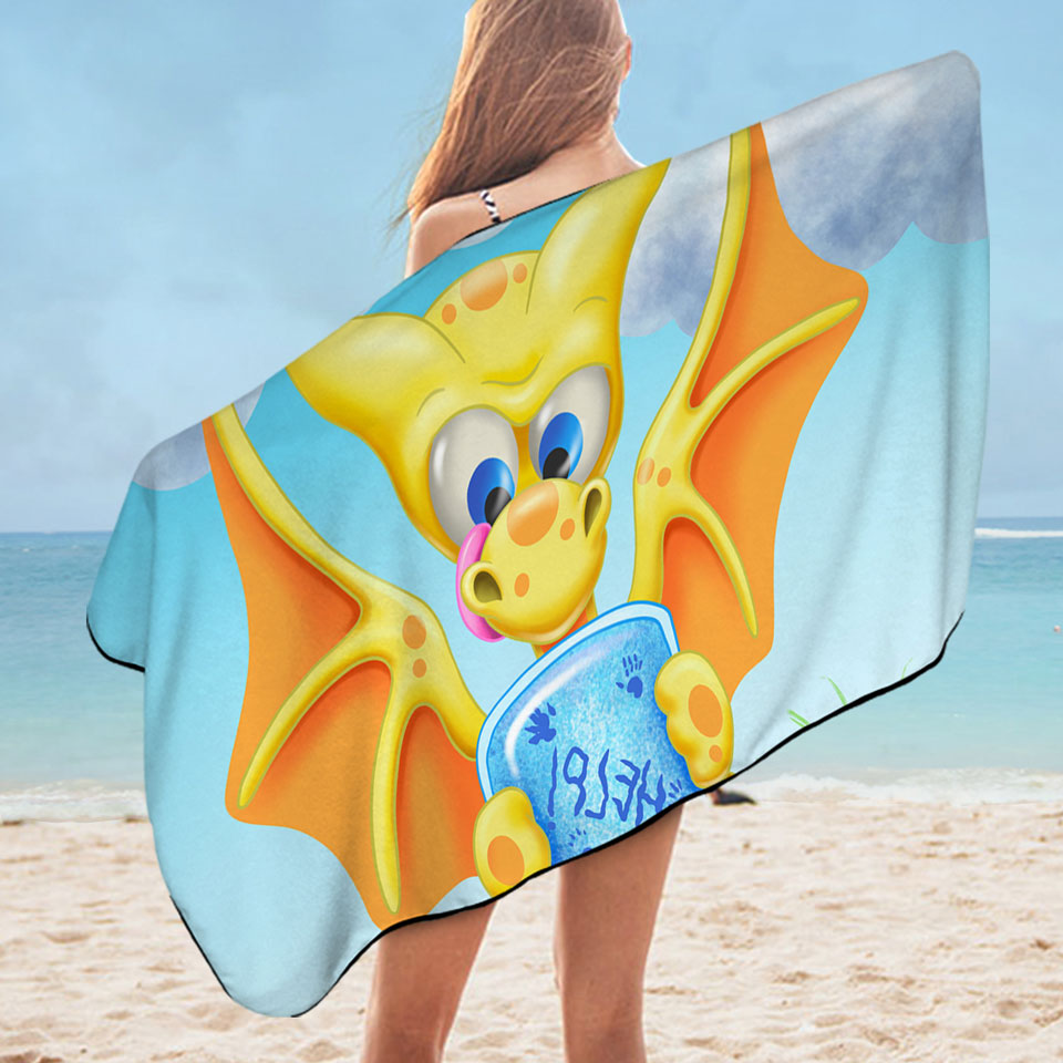 Cute Yellow Dragon Nice Beach Towels for Kids