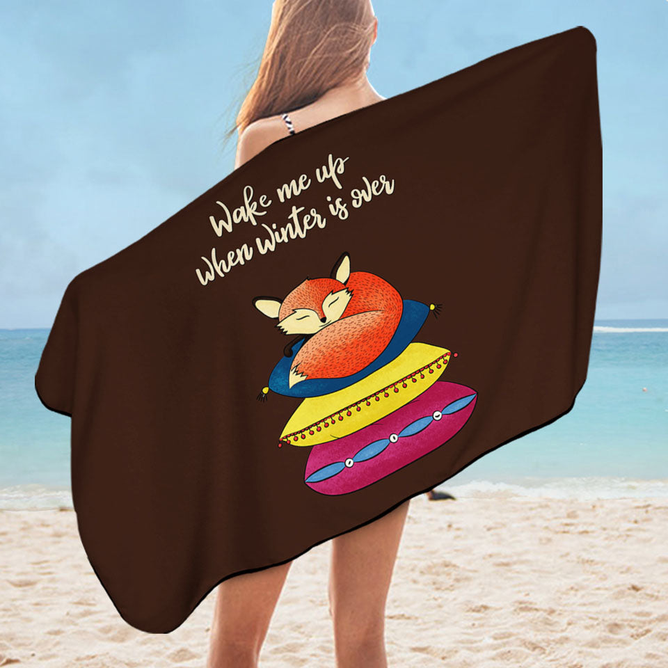 Cute and Funny Slapping Fox Microfiber Beach Towel