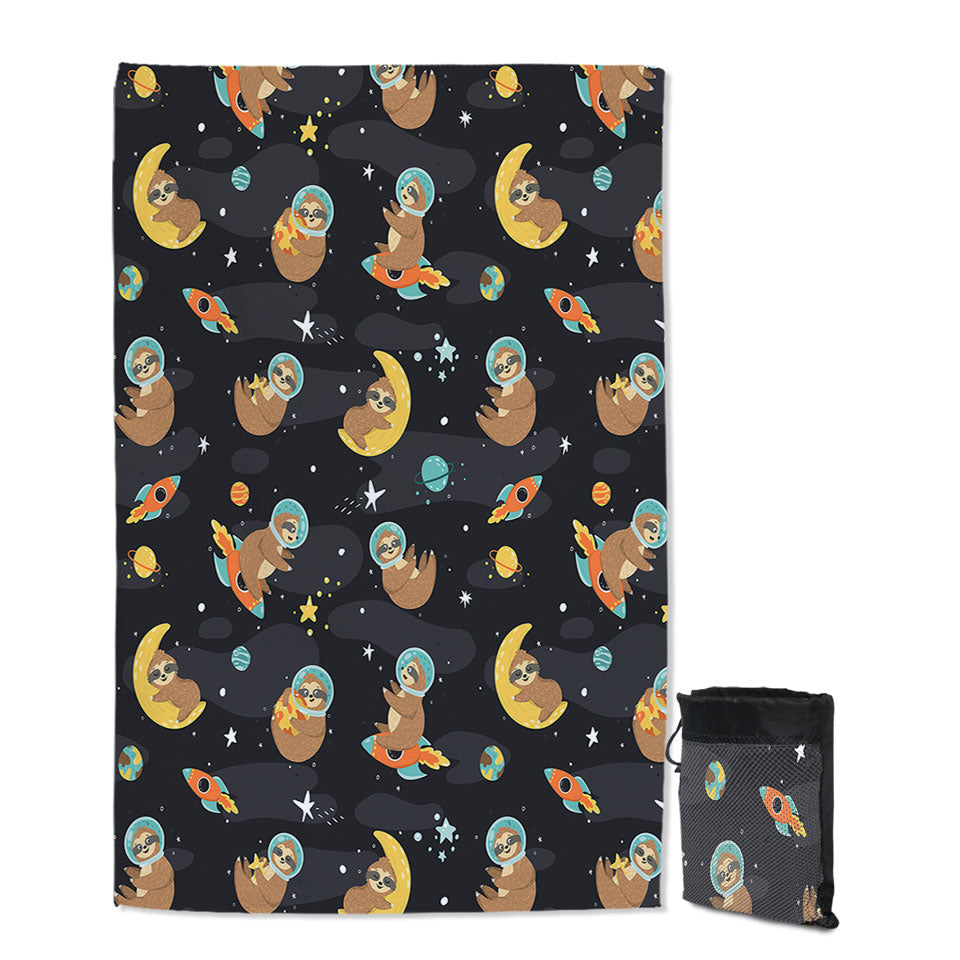 Cute and Funny Thin Beach Towels Astronaut Sloth in Space