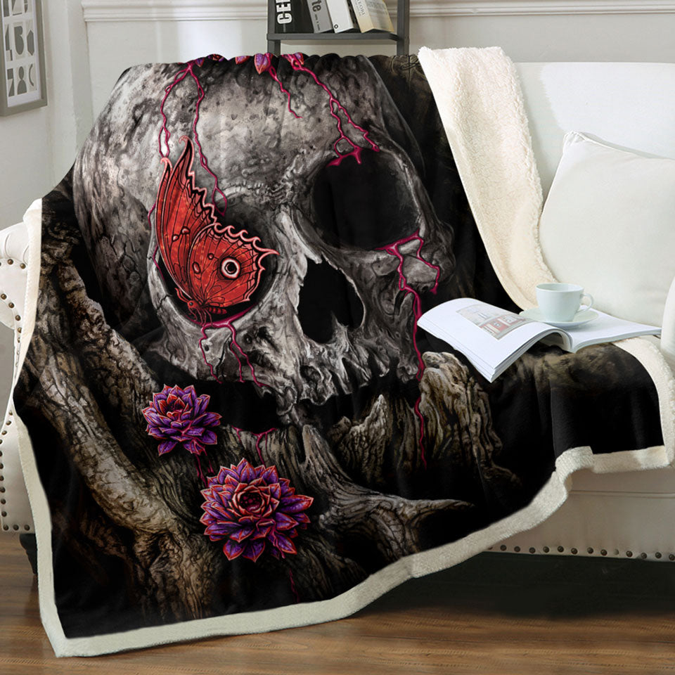 products/Dark-Art-A-Glance-of-Evanescence-Red-Butterfly-and-Skull-Throw-Blanket