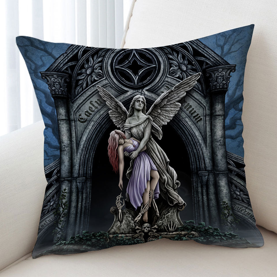 Dark Art Cushion the Eternal Fight Angel Statue and Woman