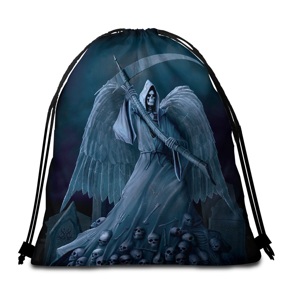 Dark Art Death on a Hold Angel of Death Beach Towel Bags