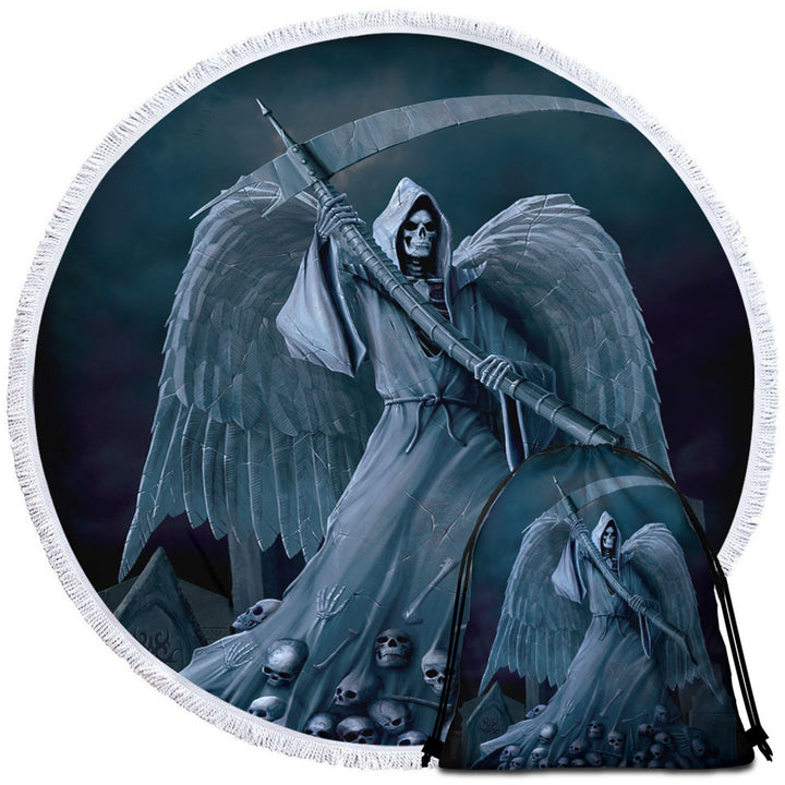 Dark Art Death on a Hold Angel of Death Round Beach Towel