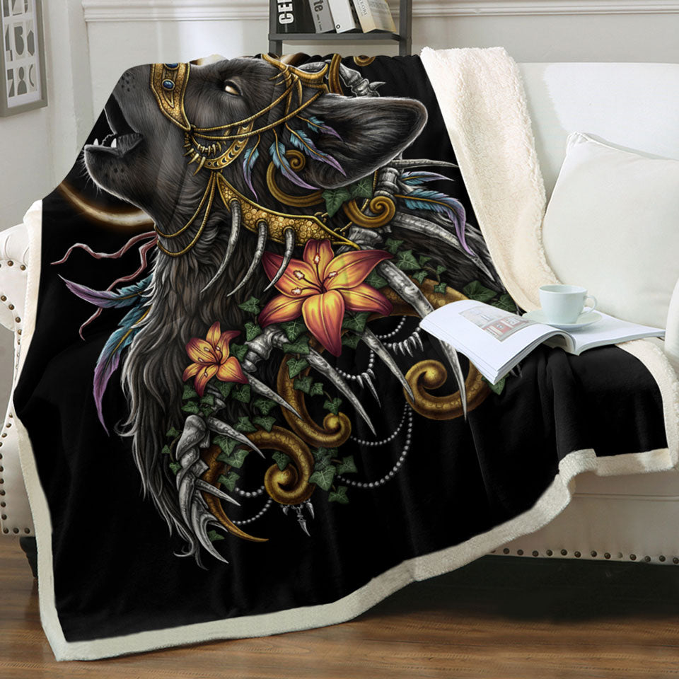 products/Dark-Art-Lilies-and-Howling-Wolf-Throw-Blanket