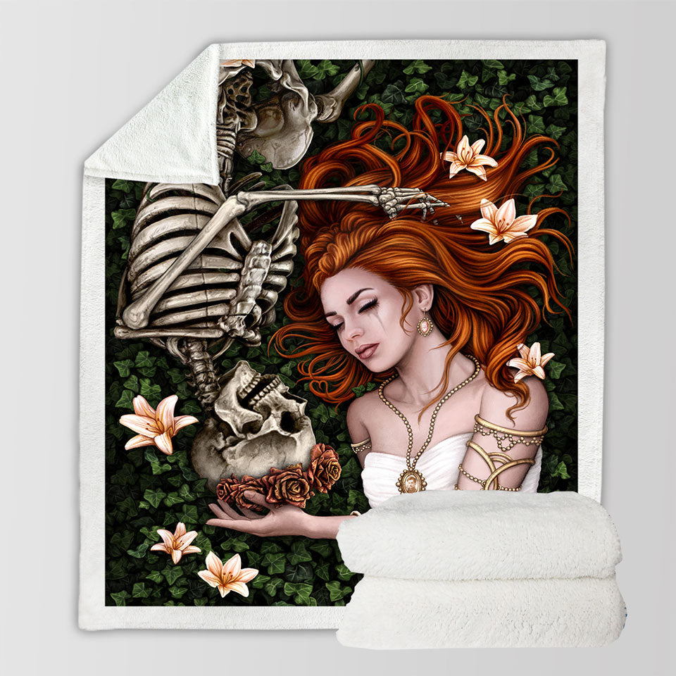 products/Dark-Art-Sad-Love-Story-Redhead-Woman-and-Skeleton-Sherpa-Blanket