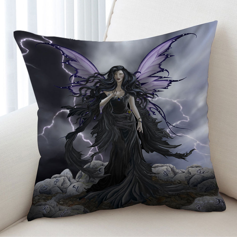 Dark Fantasy Cushion Covers Art Black Storm Fairy
