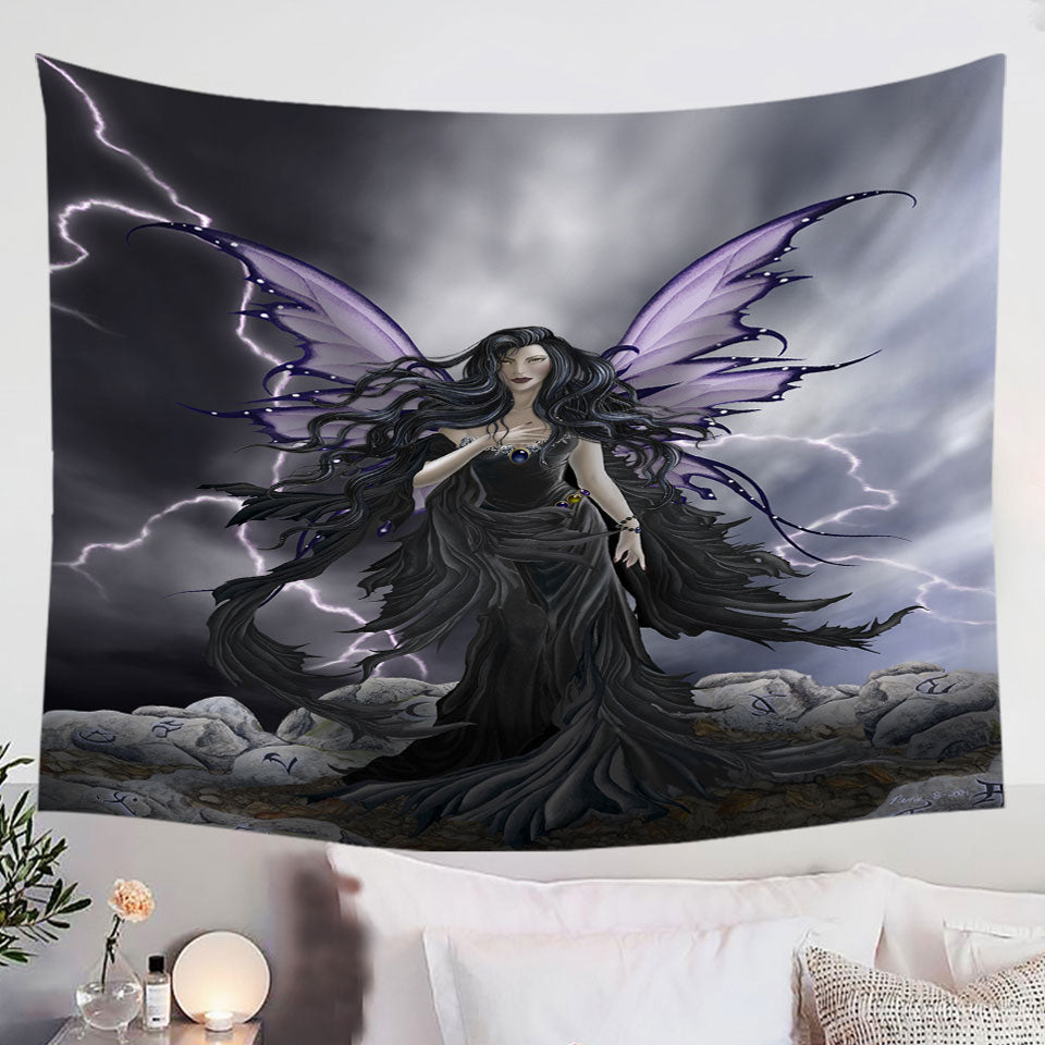 Dark-Fantasy-Tapestry-Art-Black-Storm-Fairy