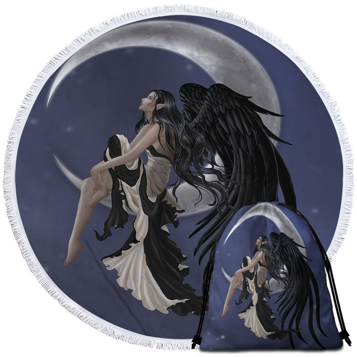 Dark Night Elf Fairy Stargazer on the Moon Beach Towels and Bags Set
