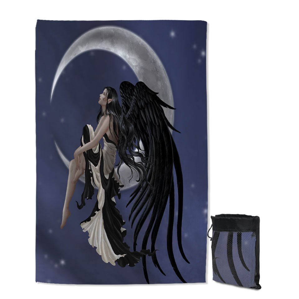 Dark Night Elf Fairy Stargazer on the Moon Beach Towels