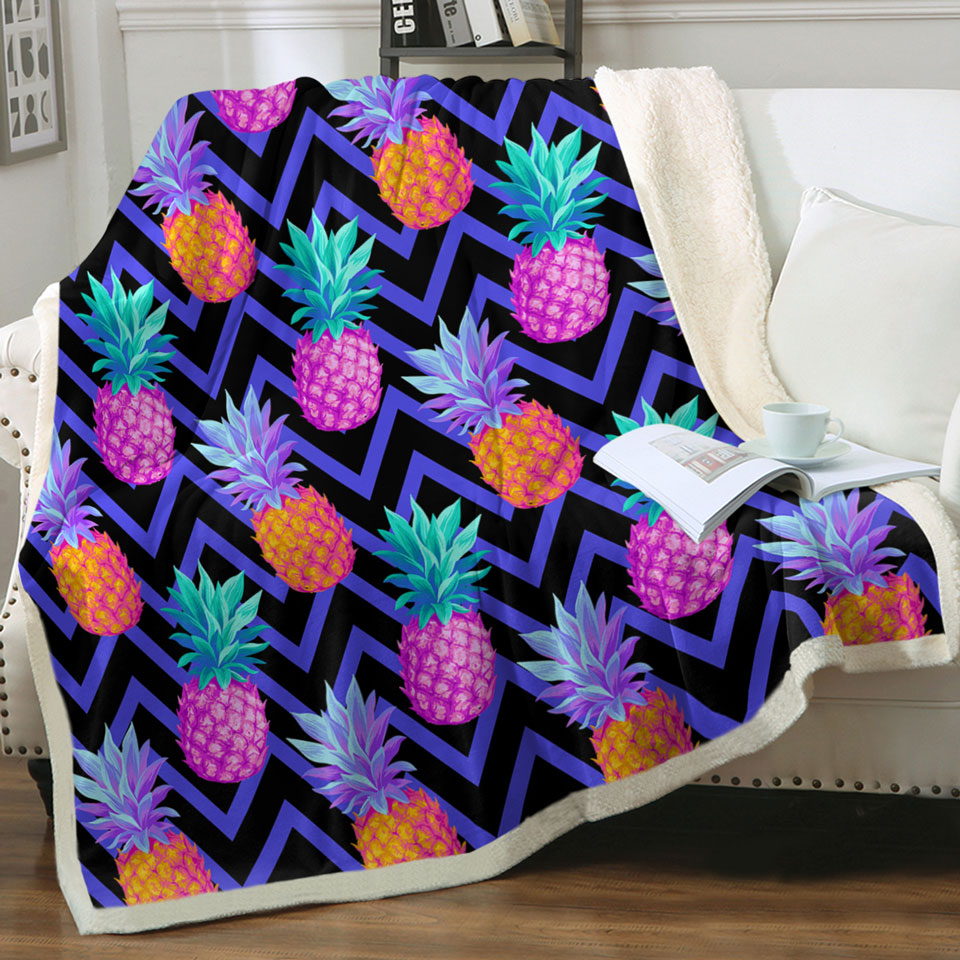 Dark Pineapple Throw Blanket