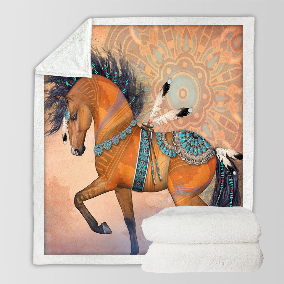 products/Decorative-Blanket-with-Native-American-Horse-Art-Native-Treasure